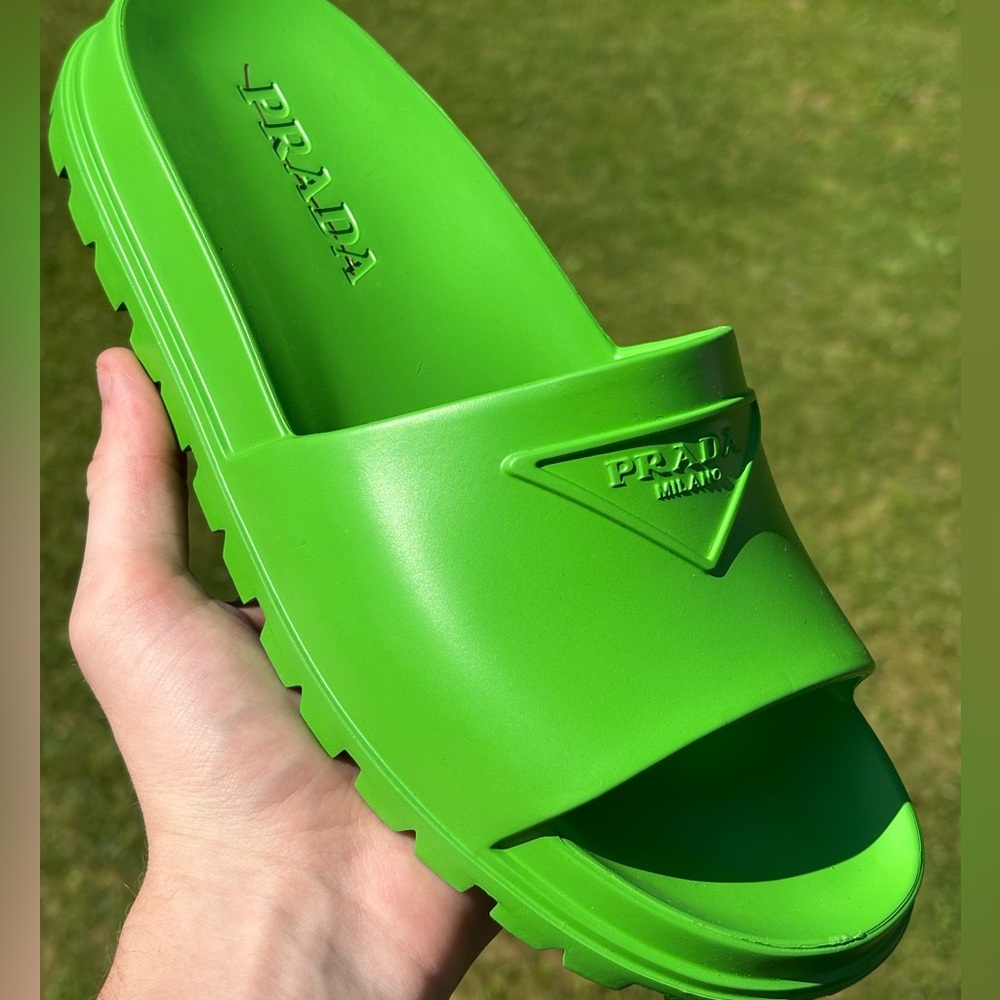 Prada Triangle Logo Rubber Slide